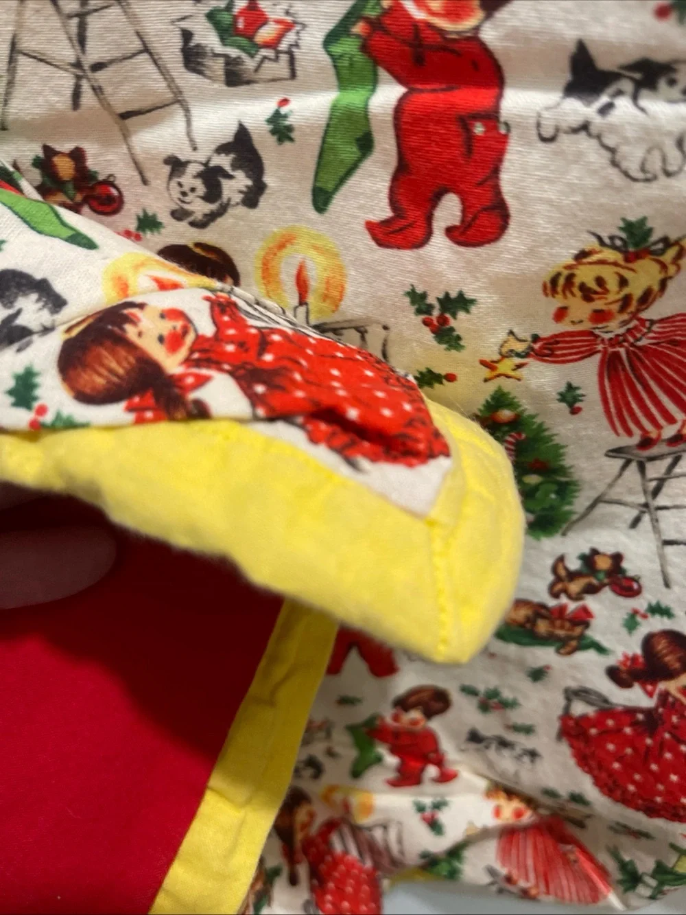 Vintage 60s RARE HTF Pattern Holiday Throw Blanket or material 26” x 32”